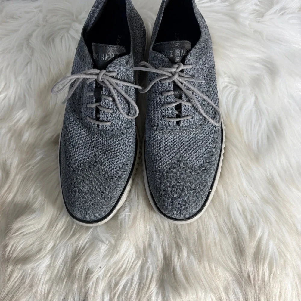 Cole Haan 2.Zerogrand Laser Wingtip Oxford Grey Knit Sneakers C27568 Mens 8.5 M